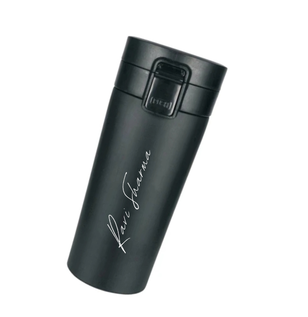 Custom Name Coffee Tumbler Black - Font the signature