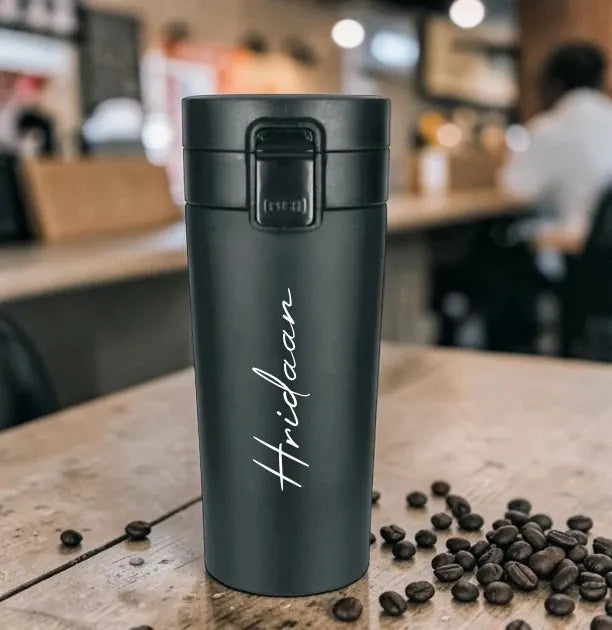 Personalized Travel Coffee Flask Sipper With Name Engraved - 380ML - Test