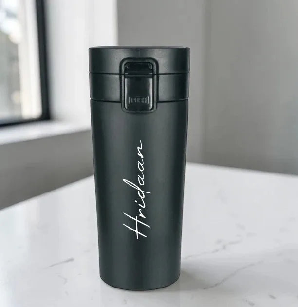 Personalized Travel Coffee Flask Sipper With Name Engraved - 380ML - Test