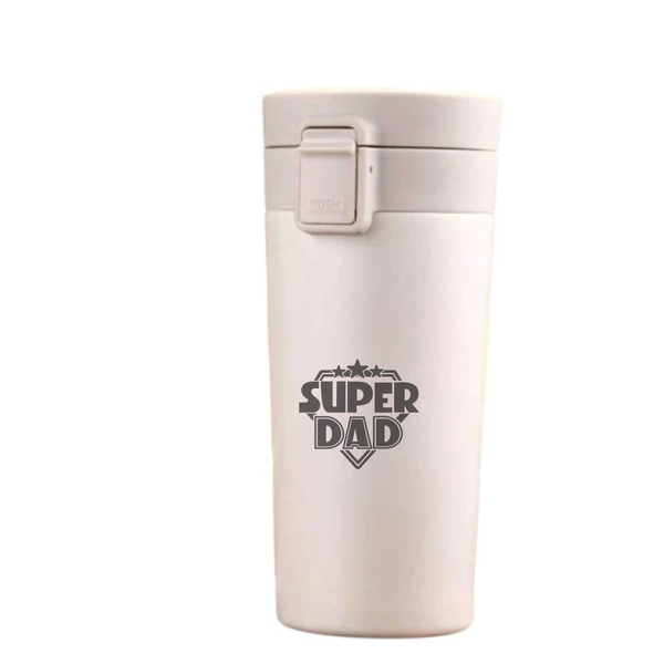 Super Dad Customized Coffee Tumbler With Flip Lid - 380ml
