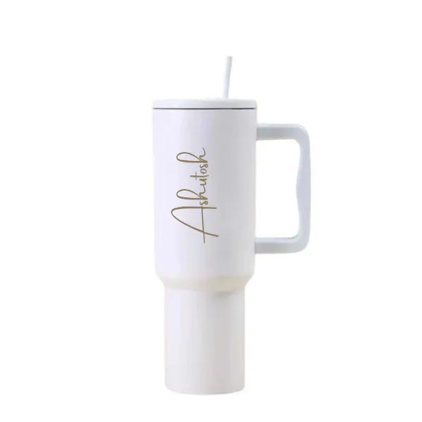 Its Wow Personalized Tumbler with Straw and Lid - Insulated Vacuum Travel Flask 1200ml