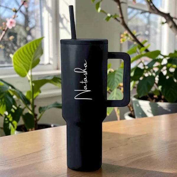 Its Wow Personalized Tumbler with Straw and Lid - Insulated Vacuum Travel Flask 1200ml
