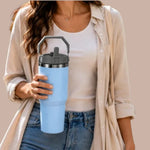 Custom Tumblers with Handle Double Wall Vacuum Sipper Bottle
