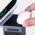 PixelPulse 5-in-1 Wireless Charger with Speaker and Clock
